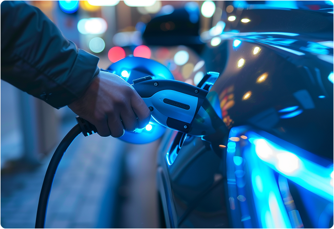 human hand with EV charger