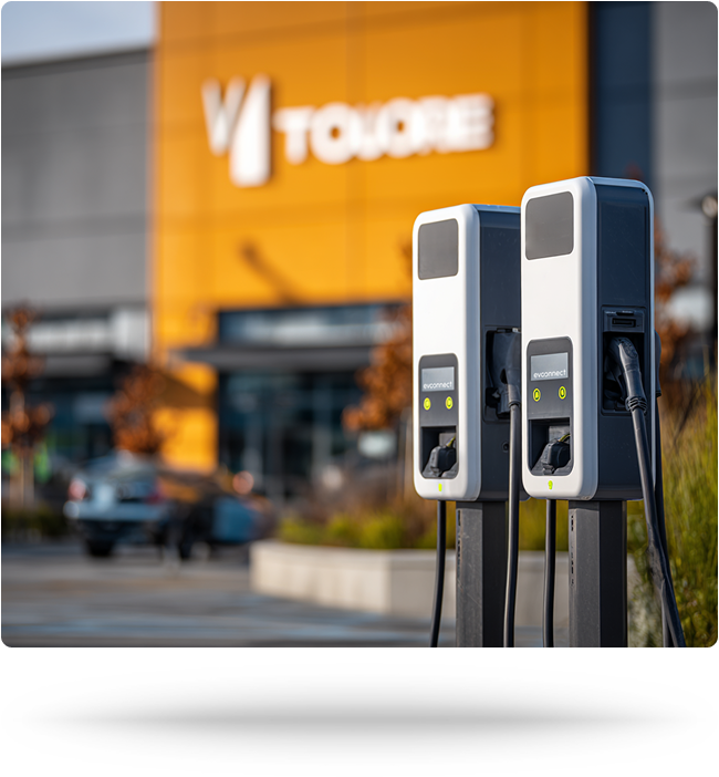 2 EV charging station in parking lot